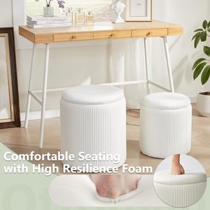 <span class=keywords><strong>Pouf</strong></span> nordique moderne en velours avec rangement <span class=keywords><strong>Pouf</strong></span> rond Repose-pieds pour salon chambre et dressing zones de vanité - Product Image 3