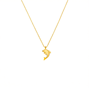 Collier pendentif dauphin en acier inoxydable 316L plaqué or PVD, bijoux de mode éco-responsables - Product Image 2
