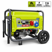 Générateur 230V 50Hz 10000W pour propriétés rurales et sites commerciaux, moteur 521cc, AVR, roues de 8 pouces, démarrage électrique à manivelle