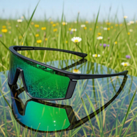 Lunettes de soleil sportives personnalisées à monture intégrale, polarisées, protection UV, design coupe-vent, grande monture pour la pêche et la randonnée, verres miroir verts