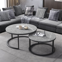 Table Basse en Verre Design Créatif Durable Meuble de Maison Cercle Délicat Design Minimaliste Moderne Piètement Métallique Blanc/Noir