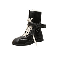Nouvelles bottes Martin en cuir véritable rétro à blocs de couleur, à lacets et fermeture éclair latérale, style Wasteland, chaussures polyvalentes pour le quotidien