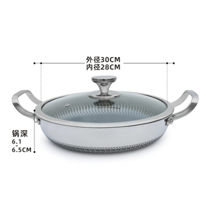 Tianxing Triply Thép Không Gỉ Đồ Nấu Nướng Bít Tết Nồi Chiên Nướng <span class=keywords><strong>Pan</strong></span> Tổ Ong Chảo Chiên Nồi Không Dính Chảo Với Thủy Tinh Nắp - Product Image 3