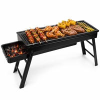 Barbecue portable pliable en métal électroplaqué pour camping extérieur avec dispositif de sécurité anti-flamme