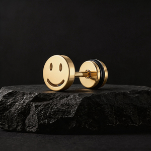 <span class=keywords><strong>Orecchini</strong></span> a perno impermeabili in acciaio chirurgico 316L PVD oro, stile Y2K, con faccina sorridente, <span class=keywords><strong>per</strong></span> piercing alla cartilagine e al <span class=keywords><strong>trago</strong></span>, gioielli singoli <span class=keywords><strong>per</strong></span> <span class=keywords><strong>uomo</strong></span> e donna - Product Image 5