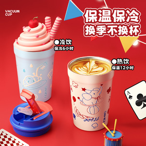 Taza de Café Portátil Temeco de 340 ml, Taza Aislada de Acero Inoxidable 316 con Tapa, Personalizable con Dibujos Animados - Product Image 4