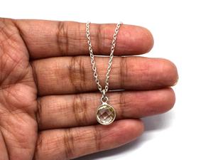 Collier minimaliste en argent sterling 925 avec pierre précieuse ronde de 15 mm en cristal naturel Briolette - Product Image 3
