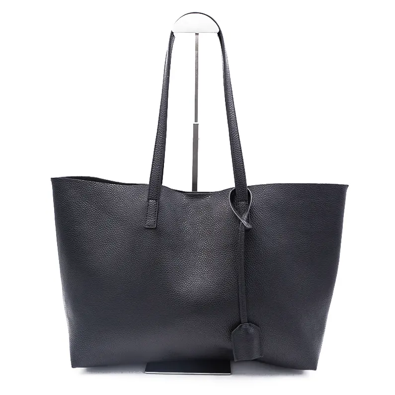 Wholesale factory custom new fashion lady bags genuine leather tote bag waterproof black big Handbag