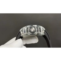 Montre mécanique automatique de luxe de haute qualité avec tourbillon, boîtier tonneau en cristal noir, modèle 2026, bracelet en caoutchouc 20 mm pour homme