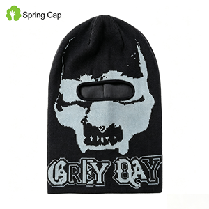 Cagoule de ski en <span class=keywords><strong>tricot</strong></span> jacquard personnalisable unie, cagoule d'hiver ouverte, mode - Product Image 1