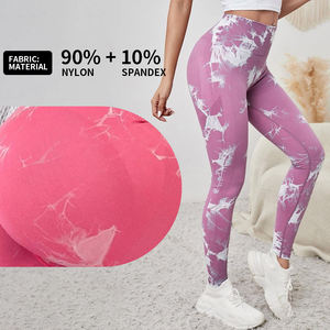 Artı boyutu dikişsiz elastan kravat boya yüksek bel rahat tayt bayanlar salonu tayt kadınlar için - Product Image 4