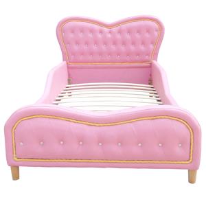 <span class=keywords><strong>Letto</strong></span> <span class=keywords><strong>Singolo</strong></span> Standard per Bambini e Bambine con Cuore <span class=keywords><strong>Rosa</strong></span>, Rivestimento in Ecopelle con Diamanti - Product Image 3
