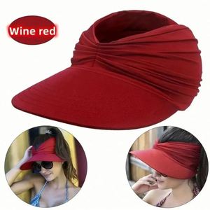 Beach <b>Women</b> Children Large Brim Polyester Sun Hat Open Top Ponytail Hole Breathable Embroidered Outdoor Sports <b>Cap</b> for Hiking - Product Image 3