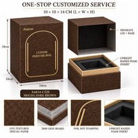 Boîte rigide pour parfum en papier spécial brun foncé moka 10x10x14cm avec insert en mousse surélevé |   Jinayon