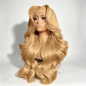 Parrucca Frontale in Pizzo HD Trasparente con Onde Sciolte Biondo Miele, Pre-Piumata, Senza Colla, Lunga e Ondulata, in <span class=keywords><strong>Capelli</strong></span> Umani, per Donne Nere - La Più Venduta - Product Image 3