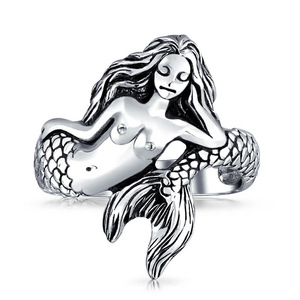 Anillo de Sirena Plateado Antiguo, Anillo de Nymph Siren para <span class=keywords><strong>Mujer</strong></span>, Joyería, Regalo - Product Image 1