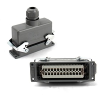 Conector Rectangular Industrial de Alta Resistencia BYLJQ HE-018-M/F HE-024-M/F, 18 Pines 24 Pines Macho/Hembra, IP65, Aleación de Aluminio Fundido a Presión