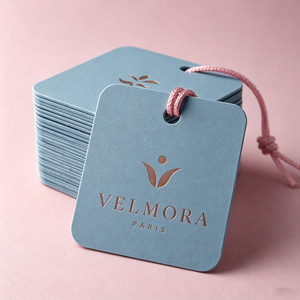Etiquetas colgantes de diseño simple, impresión personalizada, etiquetas de ropa con logotipo, cartulina mate, precios al por mayor para marcas de ropa - Product Image 4