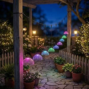 Lampe méduse suspendue au <span class=keywords><strong>plafond</strong></span> avec câble de raccordement pour installation facile, changement de couleur RVB, pour aménagement paysager nocturne de jardin - Product Image 3