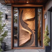 Porte pivotante moderne en bois massif pour villa, design antivol avec ouverture battante pour l'extérieur, idéale pour l'entrée principale ou les hôtels