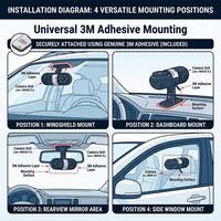 Caméra de voiture avant à double objectif 720P AHD avec vision nocturne, micro intégré, support adhésif 3M Xiyue XY-N8903