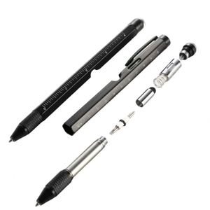 6 in 1 <b>Multi</b> Functional Heavy Metal Ballpoint <b>Pen</b> with logo Universal Stylus <b>Pen</b> with LED Customizable Suitable As Gifts for Men - Product Image 2