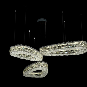 Quả cầu hiện đại sang trọng ánh trong nhà khách sạn thủy tinh LED thép vòng tròn vàng pha lê đèn chùm ánh sáng mặt dây chuyền Đèn trần cho nhà - Product Image 5