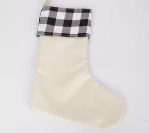 Nouvelles chaussettes de Noël en lin de grande taille, rouges/noires, vierges pour la sublimation, pour la décoration - Product Image 1