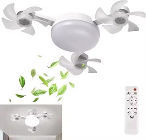Ventilador de Techo LED Blanco de 4 Aspas, Enchufable, Ajustable, 3 Velocidades, Luz Blanca Cálida, E27, Lámpara Colgante de Plástico para Sala de Estar - Product Image 4
