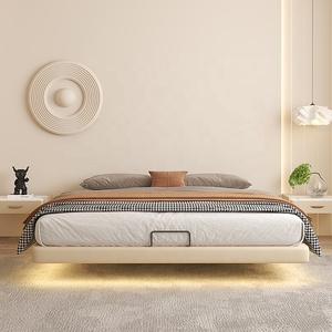 Wholesale Modern Queen Floating Platform <strong>Bed</strong> with Integrated Storage and <strong>LED</strong> Lighting, Premium Luxury Bedroom Furniture Set - Product Image 2