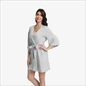 Premium Bamboo Fabric Bathrobe Custom <b>Robes</b> With Embroidered Logo Kimono Collar Unisex Long Bathrobe Cotton Spa Bathrobe - Product Image 2