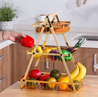 Panier de rangement de fruits détachable à 2/3 niveaux pour la cuisine, panier en fil métallique pour les fruits, les légumes et les collations, organisateur et rangement de comptoir