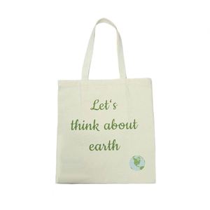 Sac fourre-tout en toile de coton écologique réutilisable avec logo personnalisé imprimé, motif lettres, fermeture éclair, poignée renforcée extra large - Product Image 1
