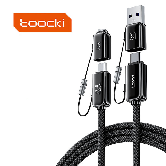 Toocki 240W High Power Multiple Ports 40Gbps Data Transfer 8K 60Hz Display E-Marker Chip Durable Braided Charging Cable