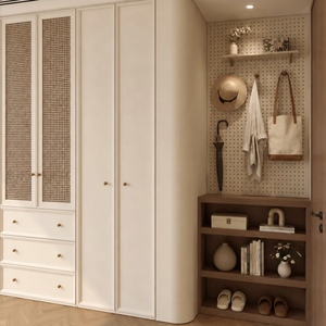 <span class=keywords><strong>Armadio</strong></span> Moderno in Stile Francese <span class=keywords><strong>con</strong></span> Pannelli in Legno, Mobile per Camera da Letto, Guardaroba <span class=keywords><strong>con</strong></span> Ripiani Rimovibili per Vino e Stoviglie, per Soggiorno - Product Image 2