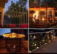 Guirnalda de Luces LED Solares G40 de 25 Pies, 50 Pies, 60 Pies, Resistentes al Agua y a las Caídas, con Control Remoto, para Decoración de Fiestas Navideñas y Festivales