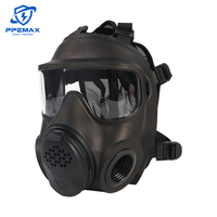 Masque respiratoire intégral en caoutchouc réutilisable avec lentille en polycarbonate, connexion à vis et double ports RD40 intégrés pour gaz toxiques