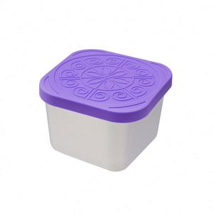 Vaisselle en acier inoxydable 304, récipient à salade/tomate réutilisable anti-fuite de 60/180 ml, assiette/boîte avec couvercle en silicone - Product Image 2