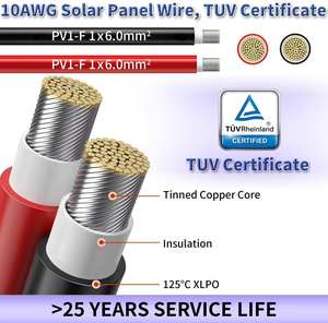Cable de Extensión de Cobre Estañado 10AWG Negro+Rojo para Panel Solar, Sistema Solar Fuera de la Red, Automóviles, RV, Barcos - Product Image 2