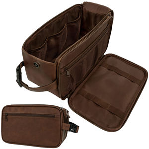 Factory Price Wholesale Large Capacity <b>Toiletry</b> <b>Bag</b> for <b>Men</b> PU <b>Leather</b> Water Resistant Cosmetic <b>Bag</b> Pouch - Product Image 1