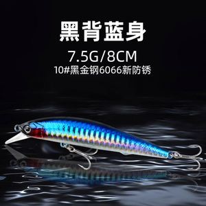Leurre de pêche Minnow suspendu à longue portée en acier noir doré antirouille Lua - Product Image 5