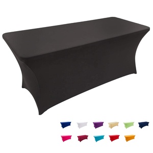 Manteles de mesa personalizados, mantel <span class=keywords><strong>Rectangular</strong></span>, falda ajustada, 6 pies, 8 pies, cubierta de mantel, poliéster/licra, elástico, Lino elástico - Product Image 6