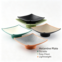 Modern design hoge voetjes melamine wegwerp bord effen patroon gepolijst commercieel restaurant feest gebruik dessert snack schaal