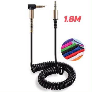 1.8M 90 Degrés Coude Audio <span class=keywords><strong>Jack</strong></span> Câble Rétractable 3.5mm Ressort Aux Câble Angle Droit 3.5MM Audio Câble pour Voiture Téléphone Casque - Product Image 2