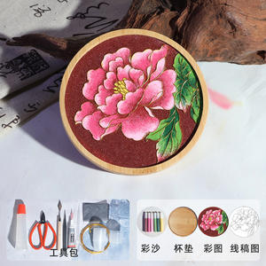 Cloisonné filigraan schilderen DIY onderzetters knutselset met bamboe onderzetters materialen en gereedschap DIY Cloisonné emaille schilderset - Product Image 4