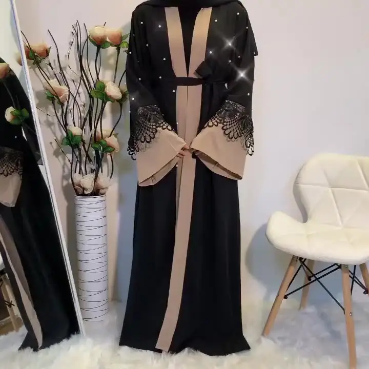 Long Sleeve Design Dubai Dresses Pearls Luxury Kaftan Fashion Abaya Islamic Clothing Muslim Dress