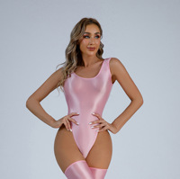 Justaucorps de bain brillant sans manches, coupe haute, moulant, élastique, pour le sport, la gym, le yoga, le fitness, sexy
