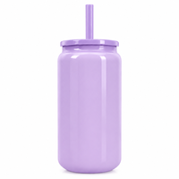 Gobelet isotherme Mason Jar de 16 oz avec couvercle à paille, tasse de voyage sous vide en acier inoxydable
