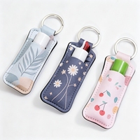 Porte-clés en néoprène pour baume à lèvres, motif personnalisé par sublimation, en stock, pour boutique de cosmétiques, cadeau promotionnel, porte-clés baume à lèvres