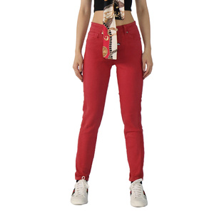 Jeans en stock, jeans rouges pour femmes, jeans brodés, pantalons pour femmes, <span class=keywords><strong>push</strong></span>-<span class=keywords><strong>up</strong></span> - Product Image 1